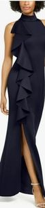 NEW NWT Jessica Howard Ruffle Front Gown Size 14 Navy Blue